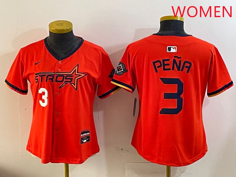 Women Houston Astros Blank #3 Pena Three generations Joint Name 2025 Nike MLB Jersey style 2